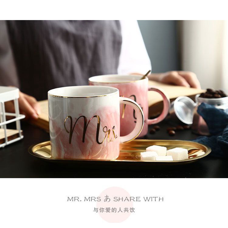 (Có hộp) cốc cafe , cốc trà gốm sứ in logo Mr & Mrs TB7,B8