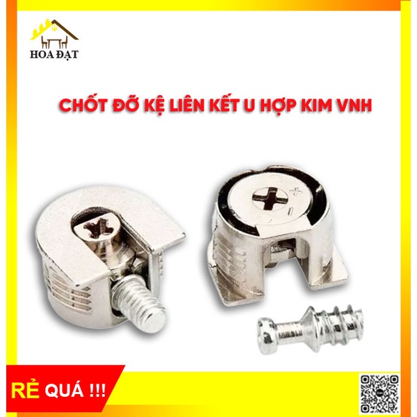 10 Bộ Ốc Cam Thép Liên Kết Dạng Ngắn - Chốt Đỡ Kệ Liên Kết U Hợp Kim VNH