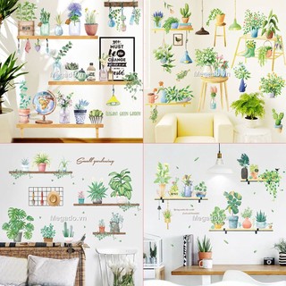 Decal chậu cây dán tường, lá cây dán tường giá rẻ [FL0002]