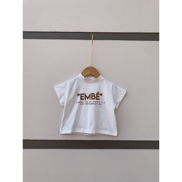 Áo thun, áo phông cotton 100% cho bé in chữ EMBE phong cách Hàn Quốc