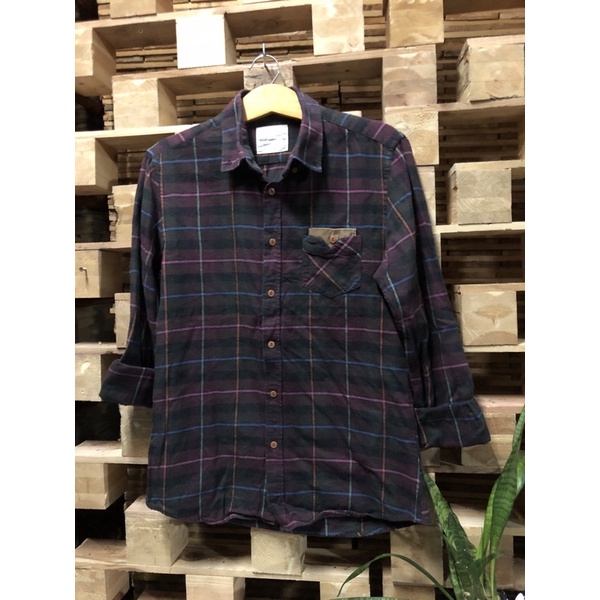 M084.Áo sơ mi flannel hiệu Korea sz95- 2hand