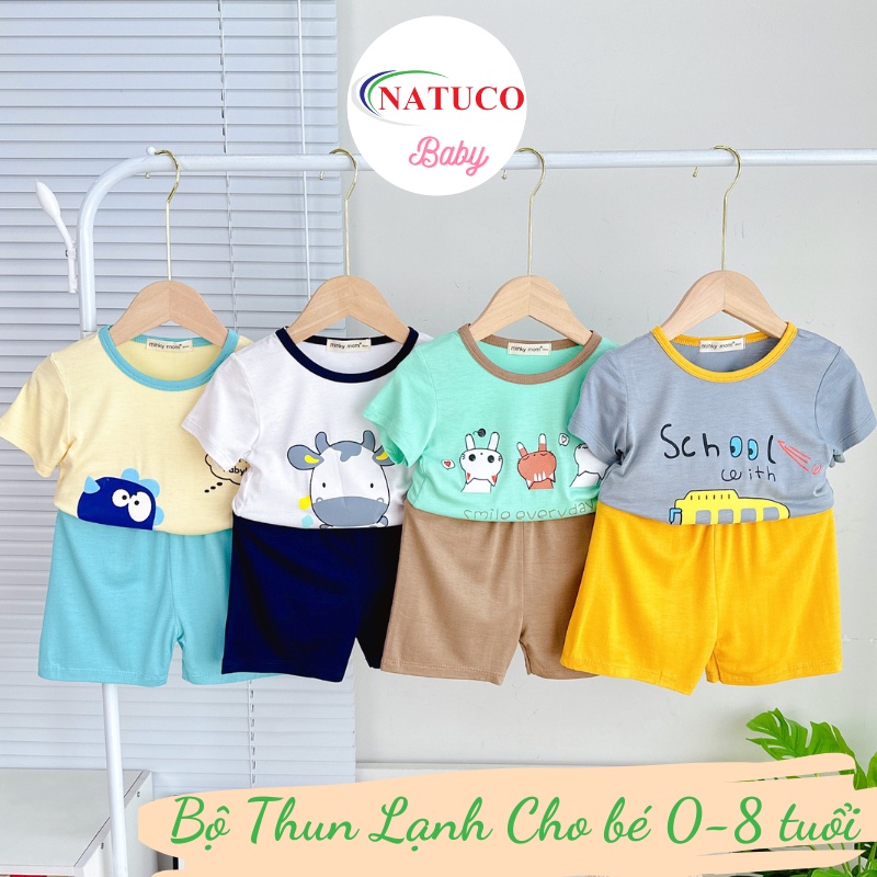 Bộ Quần Áo Trẻ Em Cộc Tay Minky Mom Vải Thun Lạnh Mềm, Mát Cho Bé 8-27kg Mặc Đi Chơi, Đi Học -TN-IN159