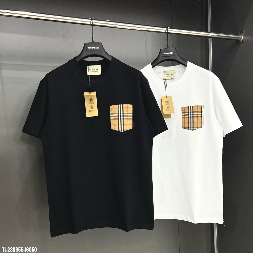 🔥Hot🔥Áo thun Burberry trơn phối túi thiết kế hot trend Nam nữ New 2023