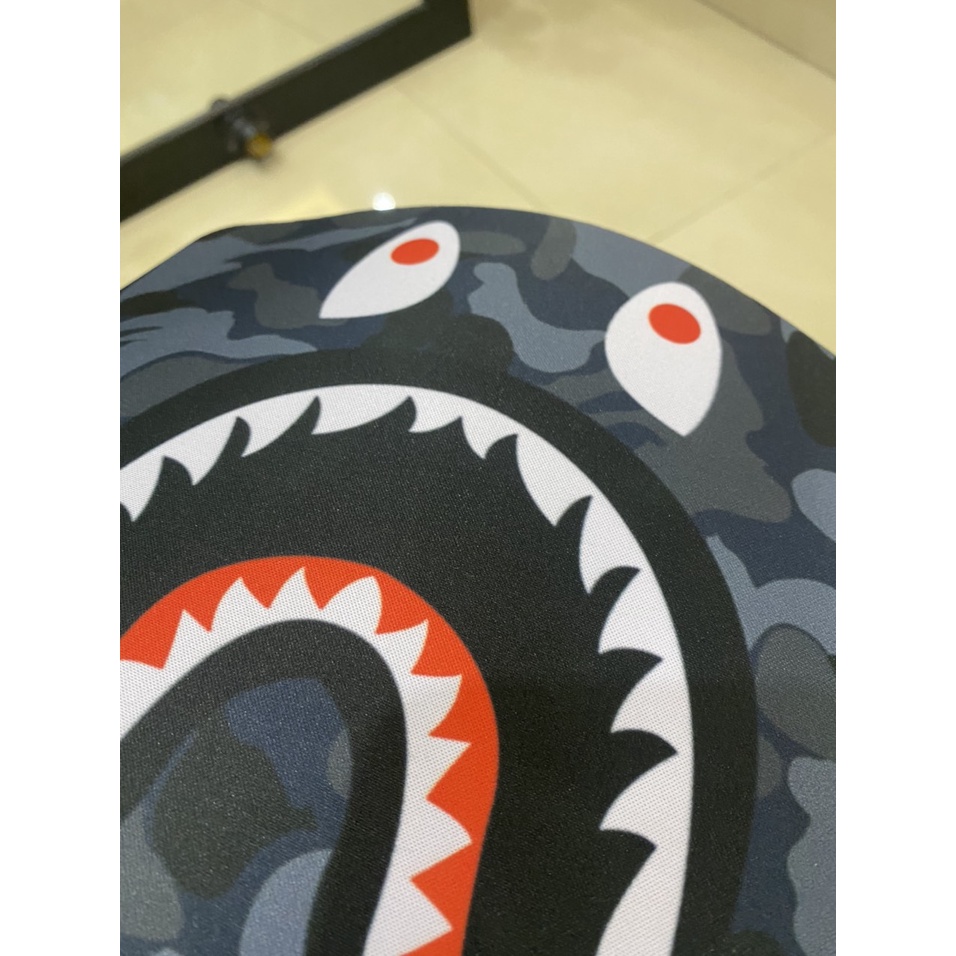 Lót chuột Bape Shark Cực ngầu, Bàn di chuột Bape, mặt dưới có lớp cao su tăng bộ bám dính, Kích thước 20x24cm BapeVN