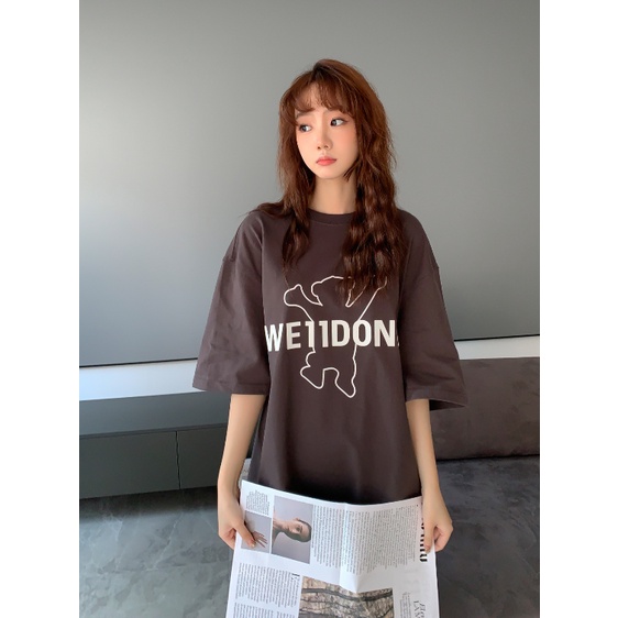 Áo Thun Tay Ngắn In Hình Gấu we11 Phong Cách Đường Phố Mới Chất Lượng Cao Cho Nam Và Nữ