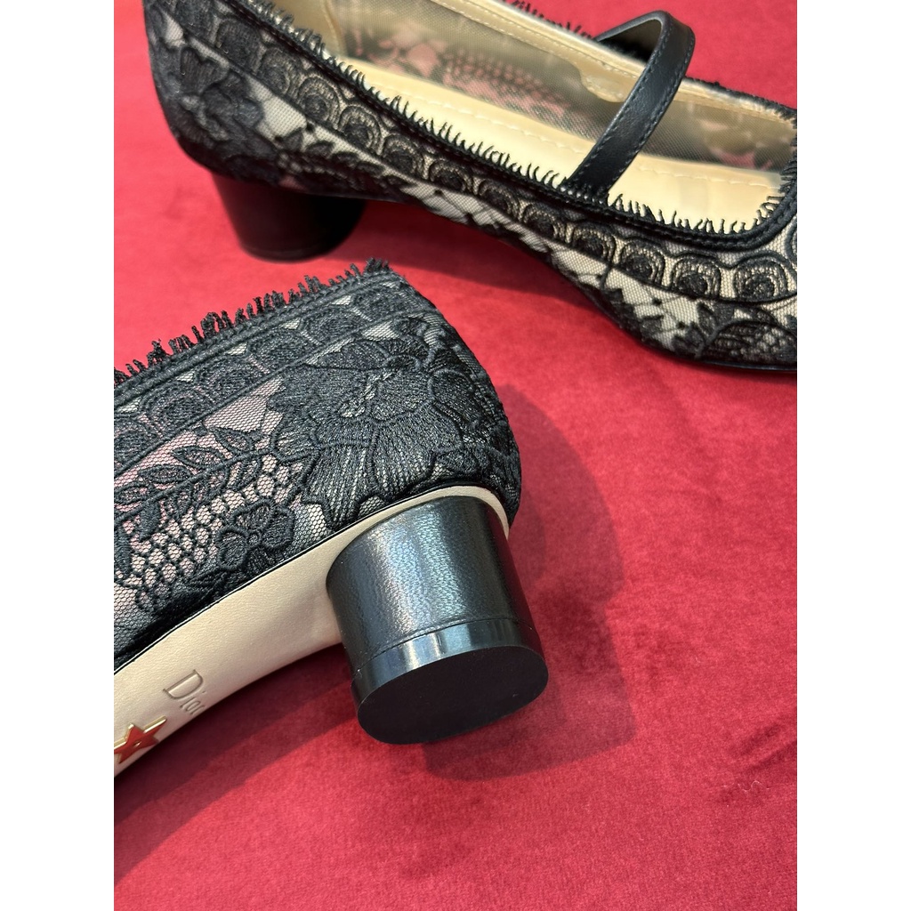 Giày Mary Jane cao gót nữ ren họa tiết hoa hồng thời trang cao cấp Dior CD phong cách thời thượng, thu hút