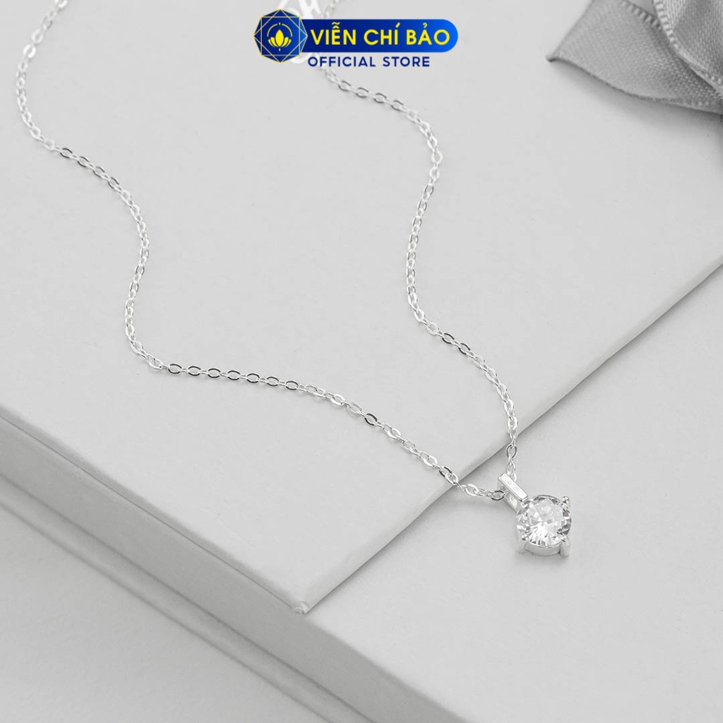 Dây chuyền bạc nữ đính đá nhỏ đơn giản chất liệu bạc 925 thời trang phụ kiện trang sức Viễn Chí Bảo D400473