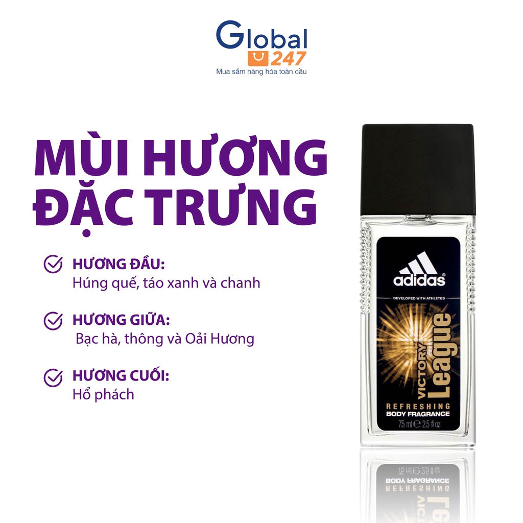 Nước hoa Adidas body fragrance Nam tính tạo cảm giác mạnh mẽ 75ml - Hàng UK