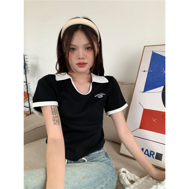 Áo polo Ngắn Tay Thời Trang Hàn Quốc 2023 Cho Nữ