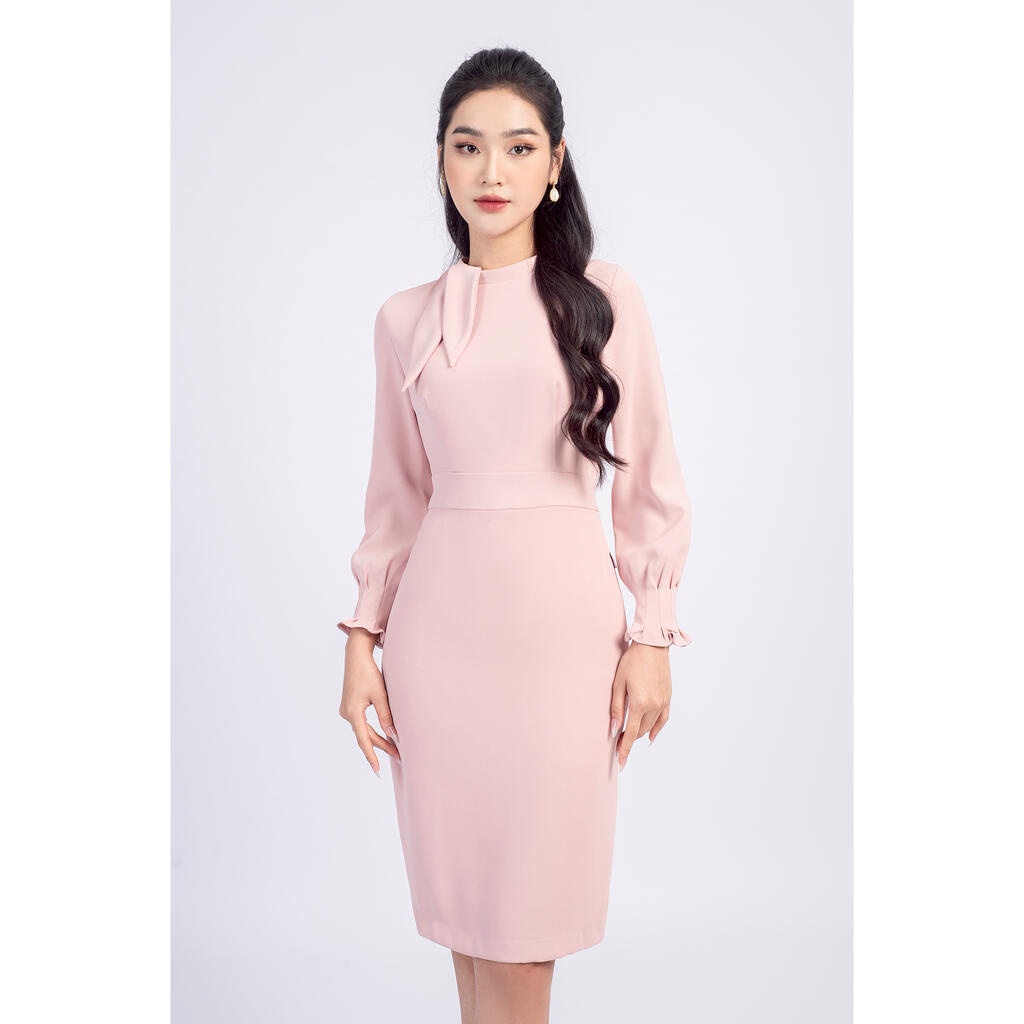 Đầm dáng bút chì, cổ buộc nơ MMOutfit DA0622510