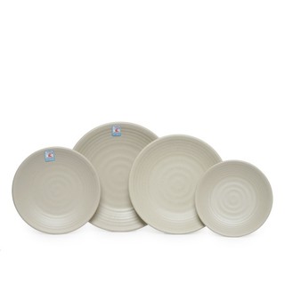 Dĩa tròn gân nhựa Melamine nhám Nâu nhiều Size