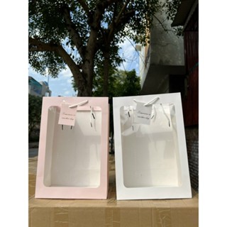 Túi giấy mặt kính đủ kích thước đựng hoa,quà sang chảnh,đẹp,sang trọng,lịch sự - MÀU TRẮNG &MÀU HỒNG