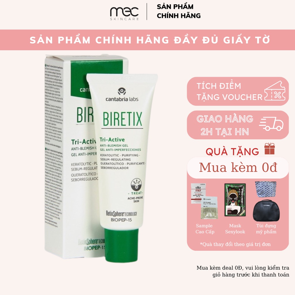 Gel ngừa mụn, giảm thâm cho da dầu mụn BIRETIX - Tri Active Gel - Mecskincare