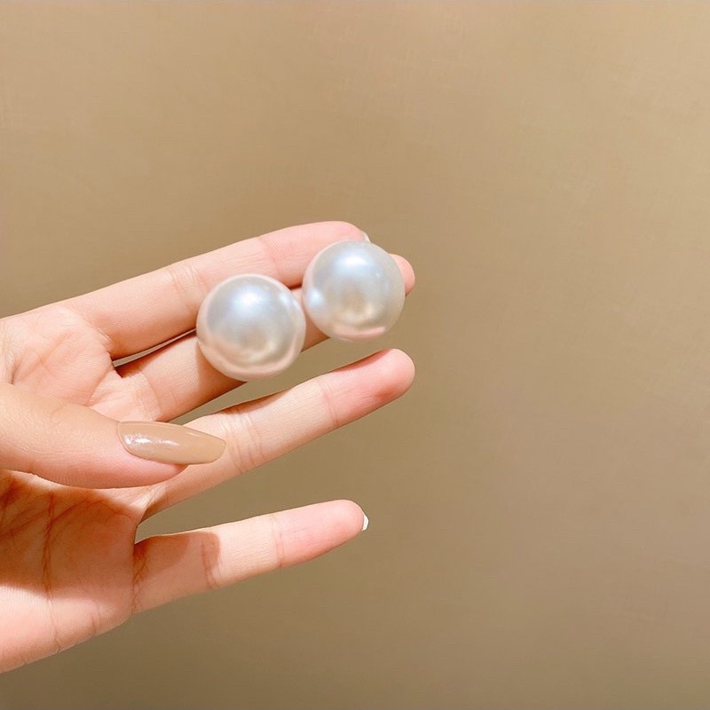 Bông tai Hột bẹt Tròn Trắng to❤️