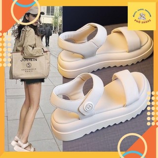 Dép sandal nữ quai ngang da mềm chữ OO