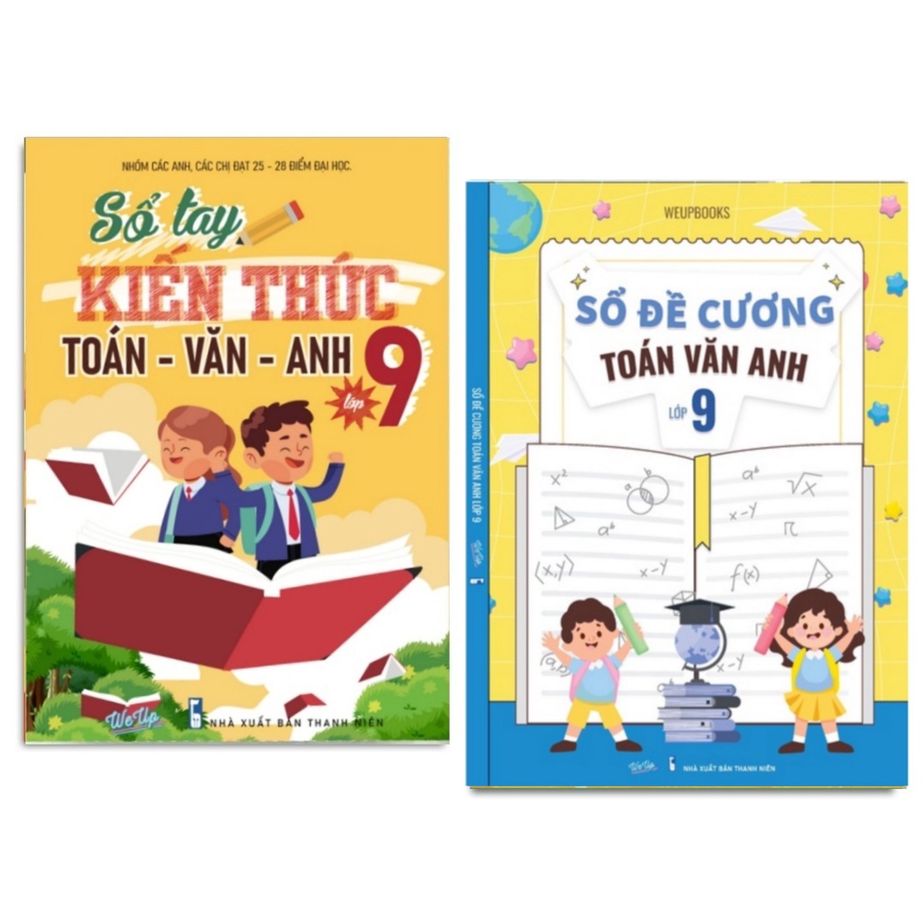 Combo 2 Cuốn Sổ Đề Cương Toán Văn Anh Lớp 9, Sổ Tay Kiến Thức Toán Văn Anh Lớp 9