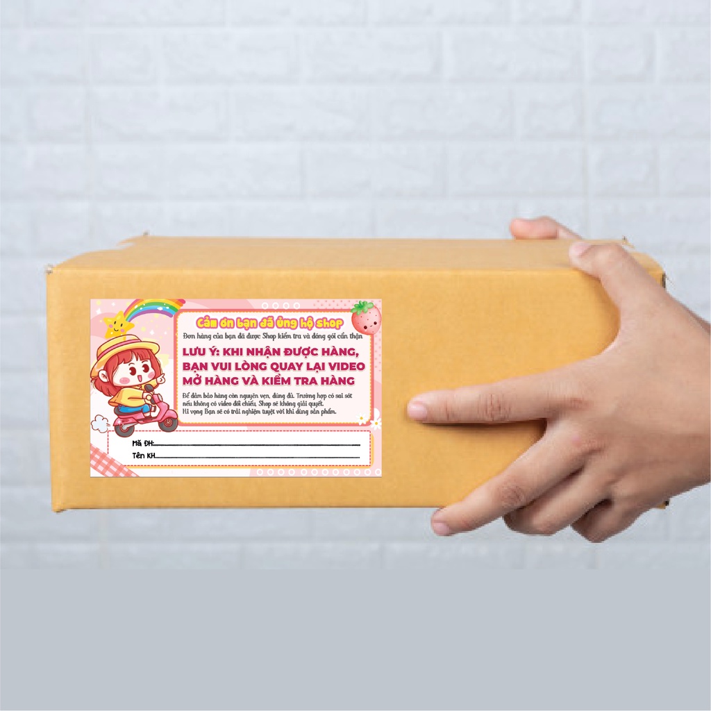 100 Tem dán quay clip trước khi mở hàng - Kích thước 9x5 - Có keo mặt sau - MẪU 07