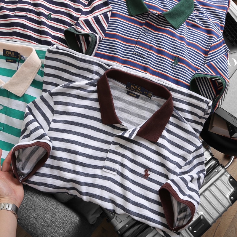 ÁO POLO SỌC NGANG LOGO CON NGỰA