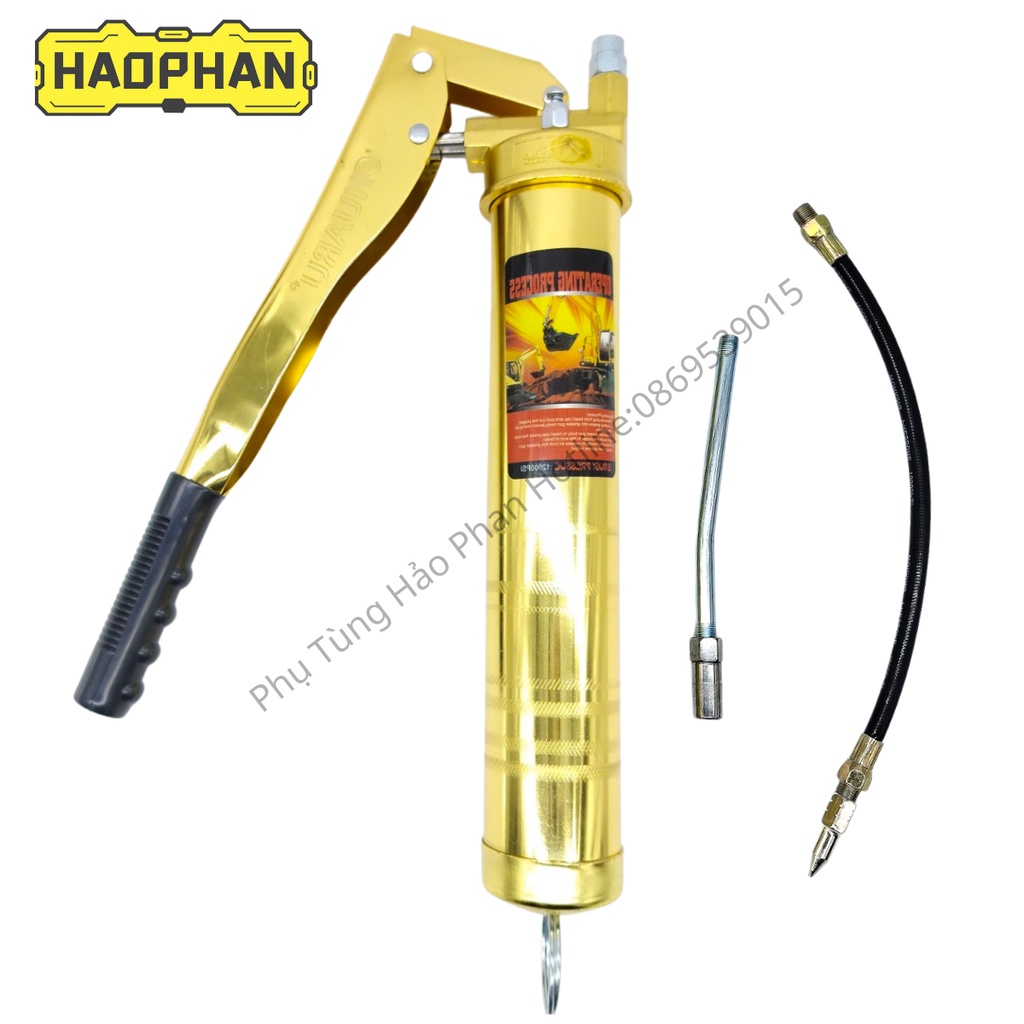 Bơm mỡ, Bơm mỡ cầm tay, Súng bơm mỡ 2 ty xilanh piston 900cc, bơm mỡ sâu chuyên dụng cao cấp
