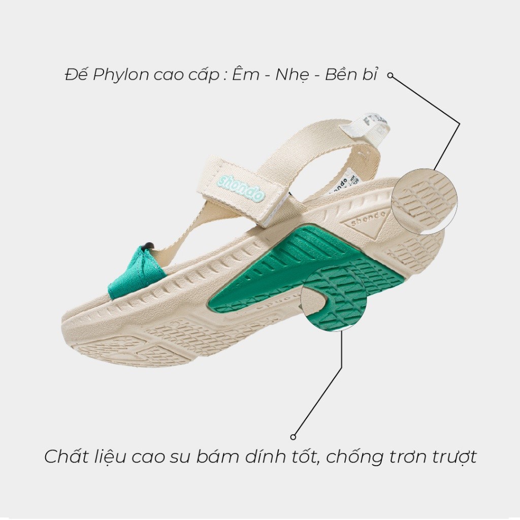 Giày Sandals Nam Nữ Shondo F7 Racing Be Xanh Lá Nhạt F7R2525