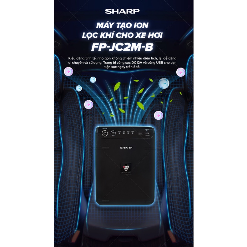 Máy tạo Plasmacluster ION - Lọc khí cho xe hơi Sharp FP-JC2M-B