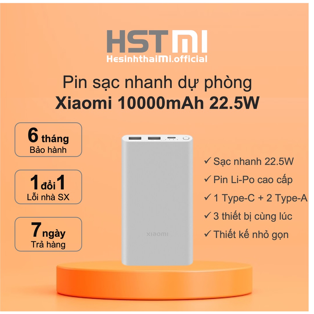 Pin sạc dự phòng Xiaomi 10.000 mAh 22.5W - Sạc nhanh bền bỉ - Thiết kế nhỏ gọn