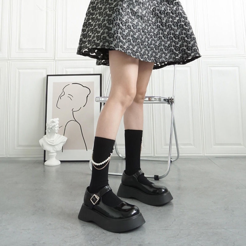 Vớ Cổ Cao Màu Trơn Đính Ngọc Trai Thời Trang Xuân Thu Dễ Thương Cho Nữ