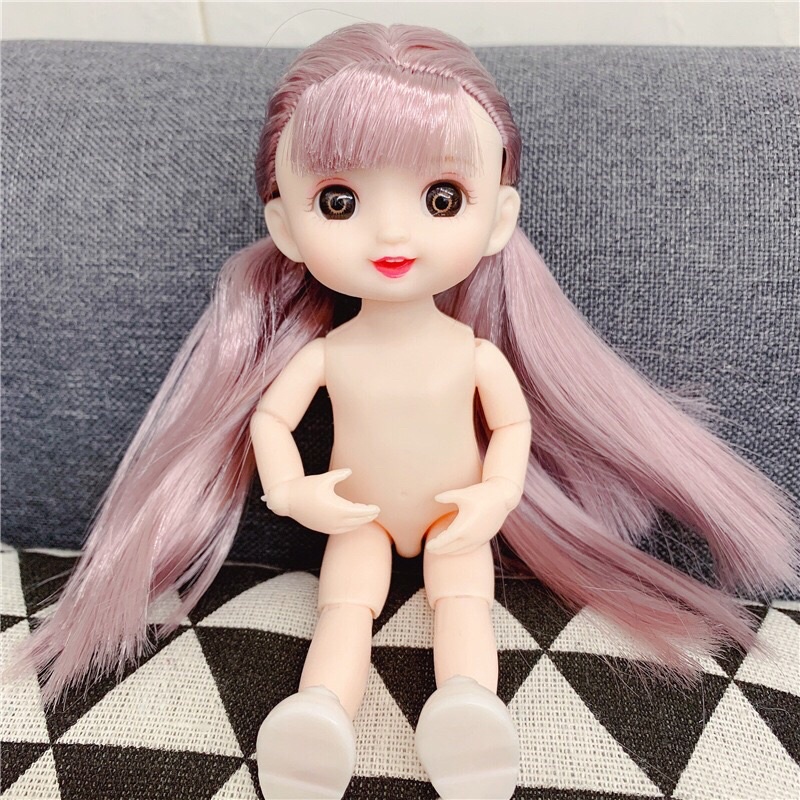 Búp bê mini 16cm mắt 3D ,13 khớp , búp bê miệng cười chúm chím xinh đẹp