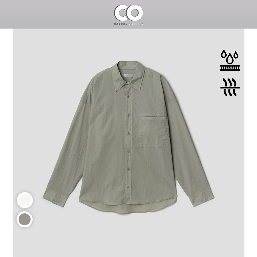 Áo sơ mi tay dài 8seconds túi may kiểu, chất nylon - 2 Màu