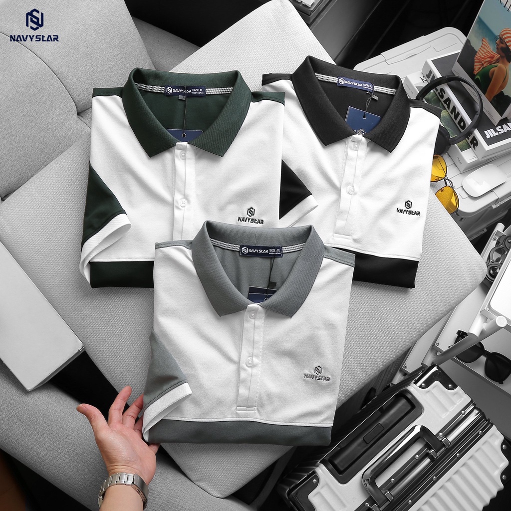 BIGSIZE NAM 80-140KG ÁO POLO PHỐI TRẮNG 2BIG NAVY STAR