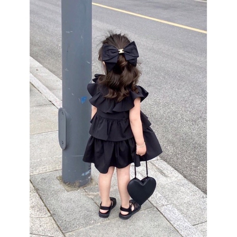 Váy bé gái,Váy đen xoè tầng tiểu thư cho bé 10 đến 33kg V0118