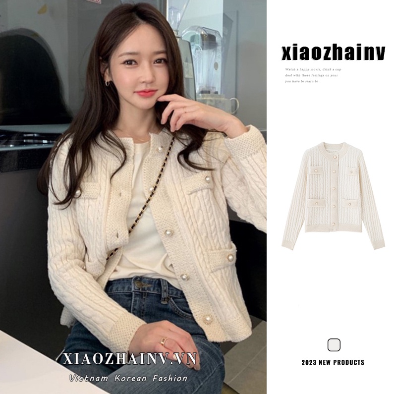 Xiaozhainv Áo Khoác Cardigan Dệt Kim Phong Cách Hàn Quốc Xinh Xắn Cho Nữ