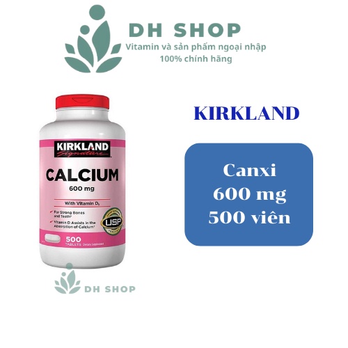 Viên uống Kirkland calcium 600mg D3 500 viên - DH Shop