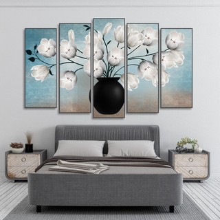 Tranh ghép bình hoa hiện đại trang trí phòng khách sang trọng tranh canvas hàng công ty