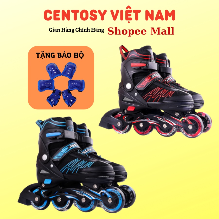 Giày Patin Trẻ Em Centosy - Papaison A3, Tặng Kèm Bảo Hộ Tay Chân, Có Bánh Đèn Phát Sáng, Chỉnh Size