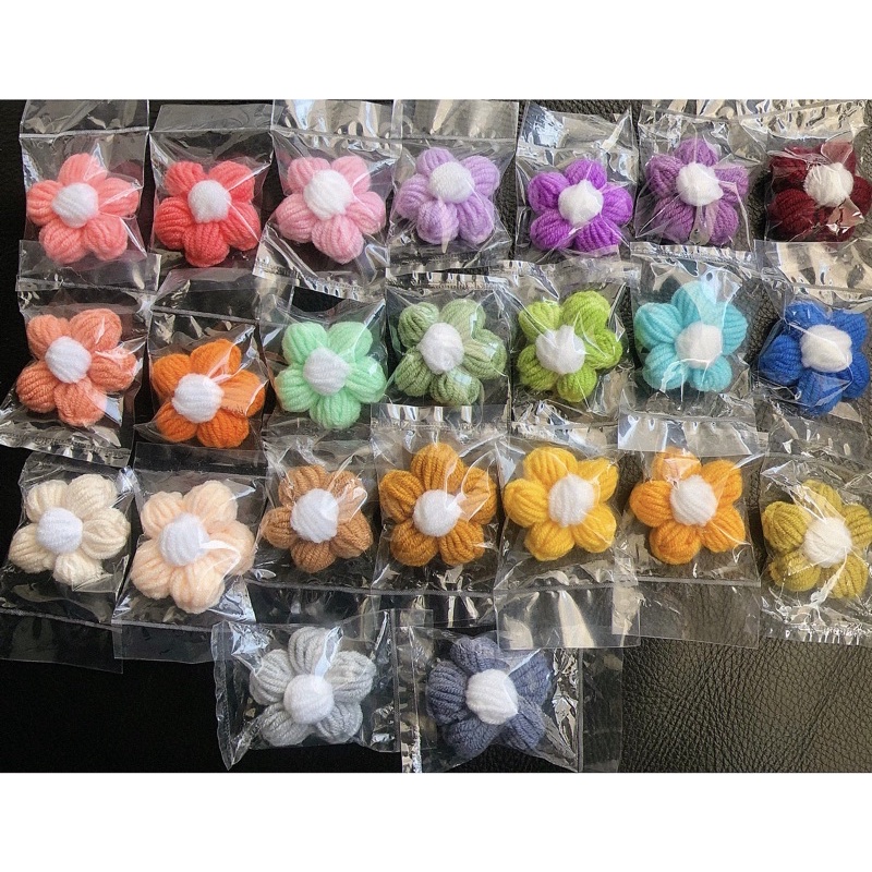 Hoa len móc, pin cài áo, đầm, túi, balo - 4cm có ghim