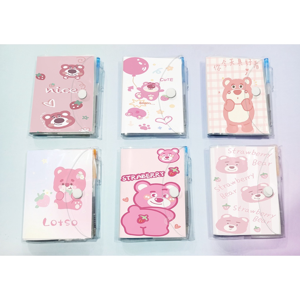 sổ kèm bút gấu dâu tây lotso SB51 9.5x12cm tập có viết cáo lina thỏ stella cute dễ thương