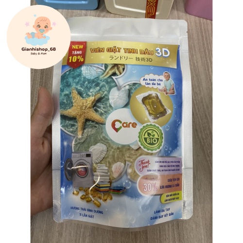 Viên Giặt Tinh Dầu 3D Cao Cấp Care - Thơm Lâu Cả Tuần, Dùng Cho Máy Giặt và Giặt Tay