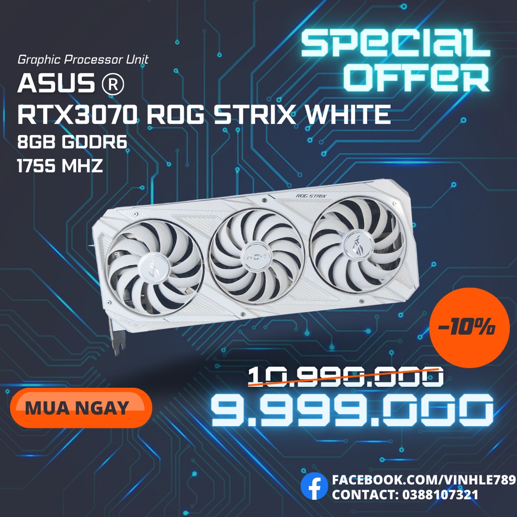 Card màn hình ASUS RTX 3070 ROG STRIX WHITE | BigBuy360 - bigbuy360.vn