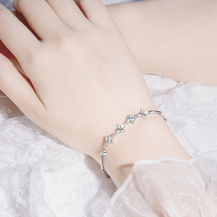 Lắc Tay Bạc Nữ - Cỏ Bốn Lá   - Vòng Tay Bạc Sterling M.Lady Jewelry