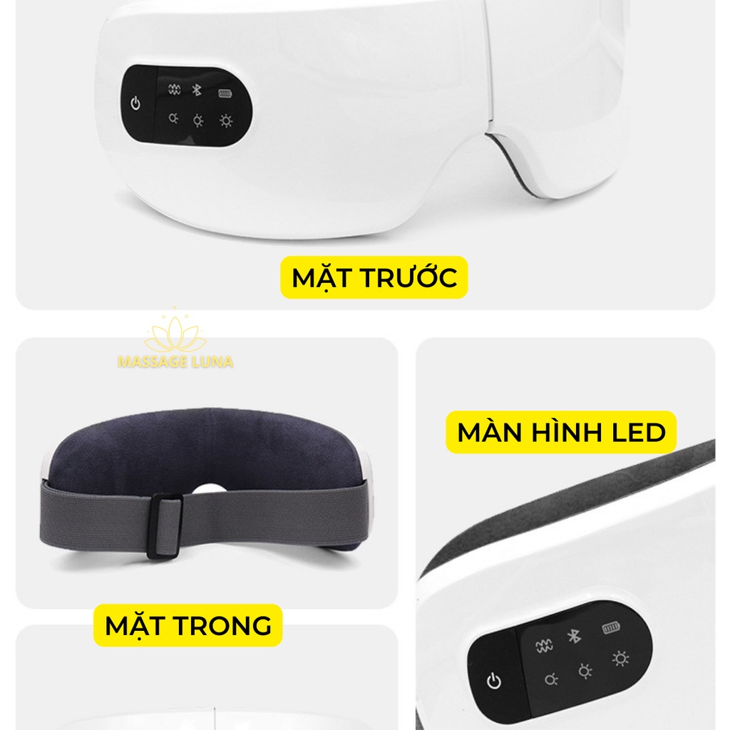 Máy massage mắt, chườm nhiệt, kết nối bluetooth 2023