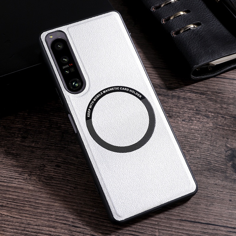 Bao Da PU Nắp Gập Từ Tính Kèm Sạc Không Dây Chống Sốc Cho Sony Xperia 1 IV V Sony Xperia 1 5 10 V IV III II