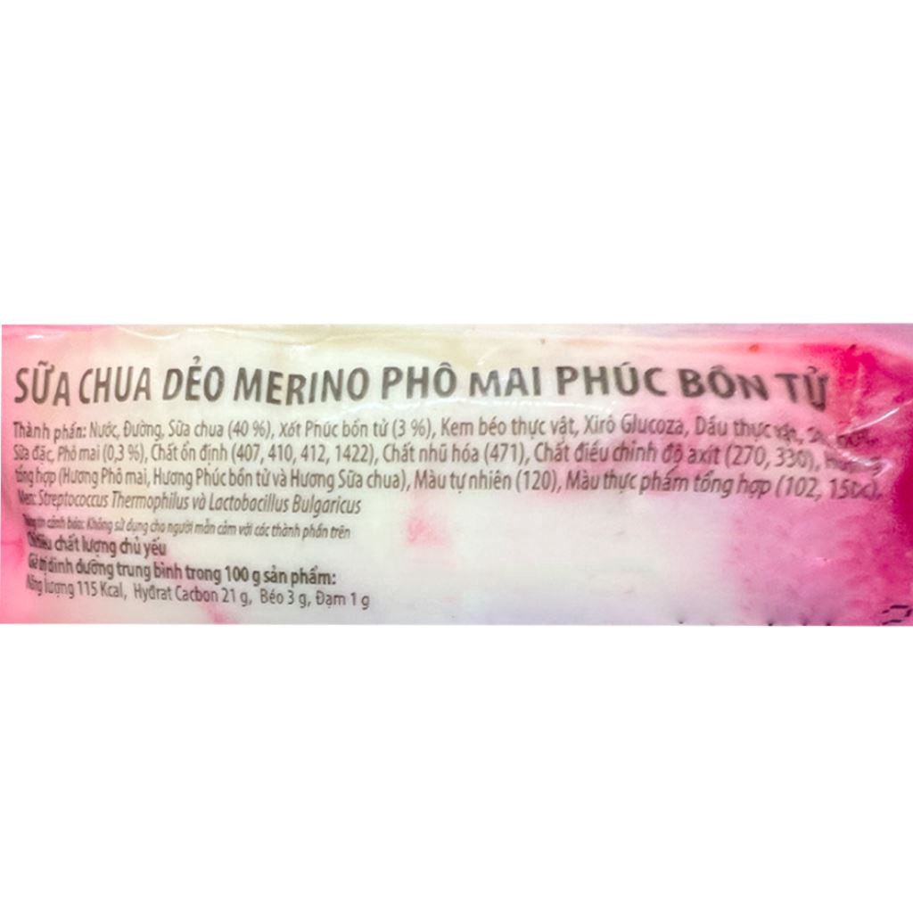 Sữa chua dẻo phô mai phúc bồn tử Merino gói 250g