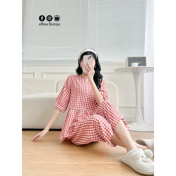 Set đồ bộ đồ ngủ babydoll lửng mặc nhà 40-70kg chất lụa cực mát Meow Boutique