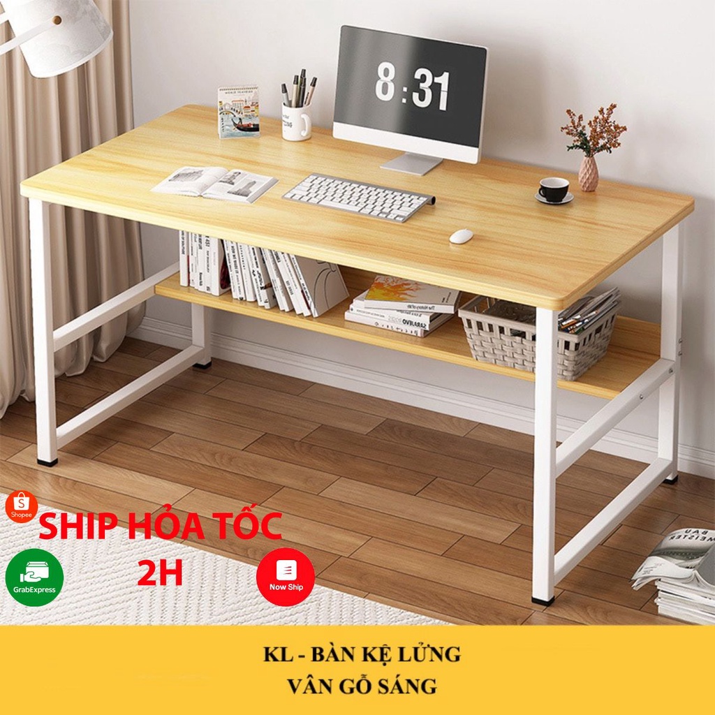 Bàn làm việc, bàn học gỗ FUNA chân sắt chịu lực tốt, bàn học giá rẻ.