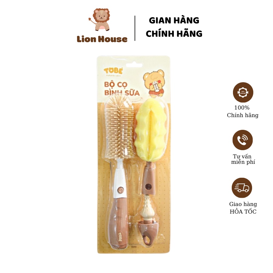 Set cọ bình sữa mút silicon Tobe cho bé