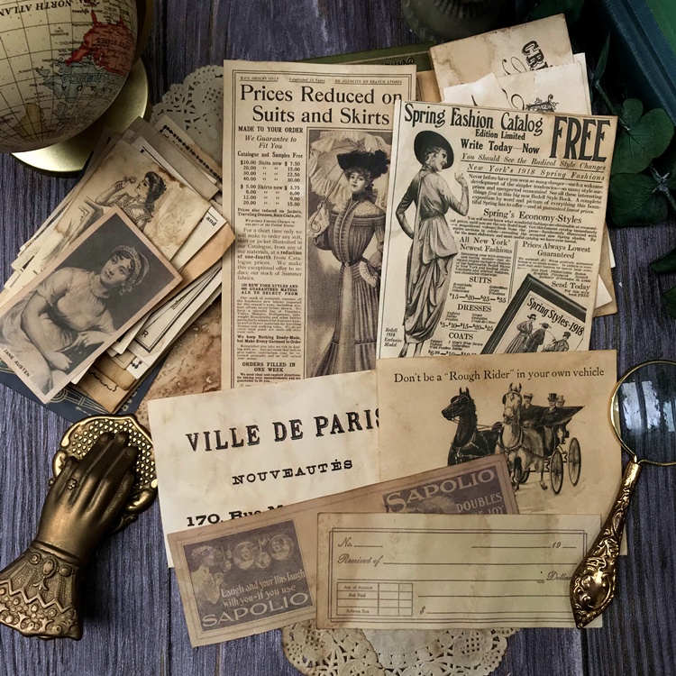 Set 50 tờ giấy Vintage trang trí album ảnh