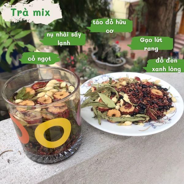 Trà gạo lứt đậu đen 1kg mix hoa nhài cỏ ngọt táo đỏ giảm cân thực dưỡng ECONUTS
