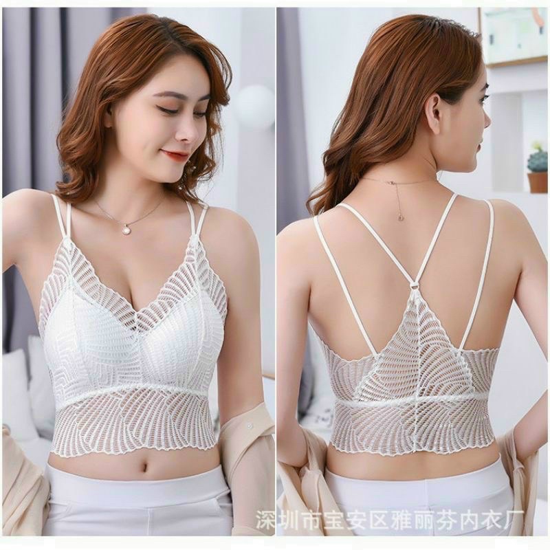 Áo bra ren dây kép đan chéo chiếc lá YL