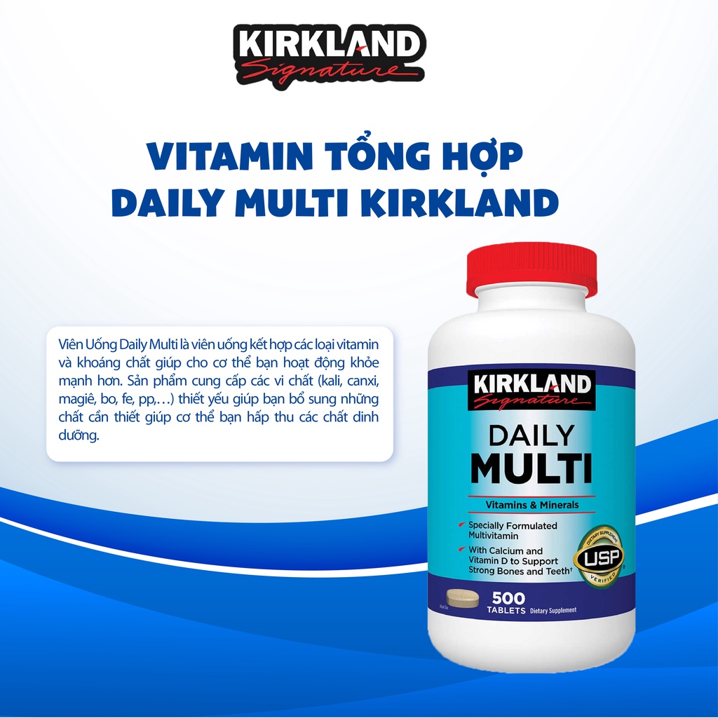 Vitamin tổng hợp Daily Multi Kirkland Signature 500 viên của Mỹ bổ sung